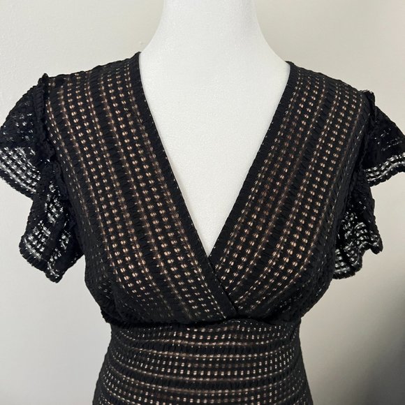 MAX STUDIO | NWT Lace Sheath Flutter Sleeve Midi Dress - Picture 7 of 17